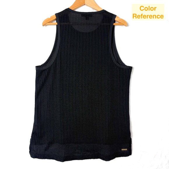 ALALA Activewear Sheer Striped Stretch Comfy Sleeveless Tank Top Womens M Black - Picture 3 of 7